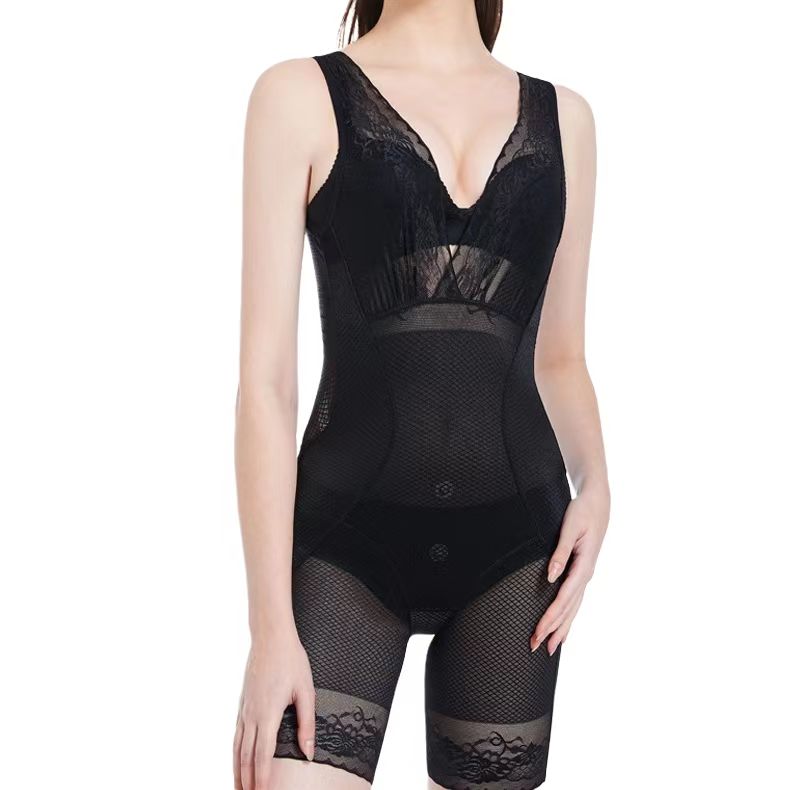 【秋鹭】款号1842爆款ML网格锁边收腹束腰提臀塑身无痕连体衣