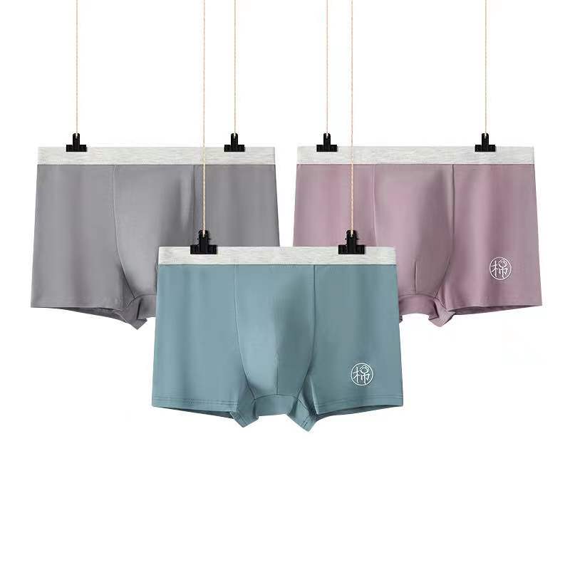 【秋鹭】2219款男士纯棉健康舒适品质平角内裤（1盒3条）随机