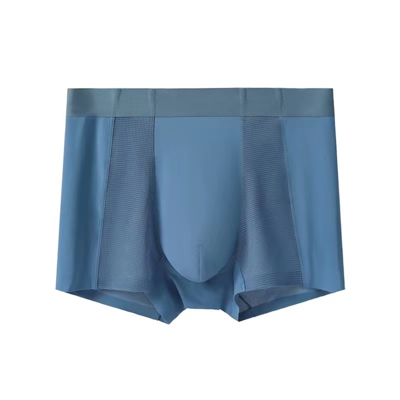 【秋鹭】2403款冰丝男士网孔拼接空调平角内裤（1盒3条）