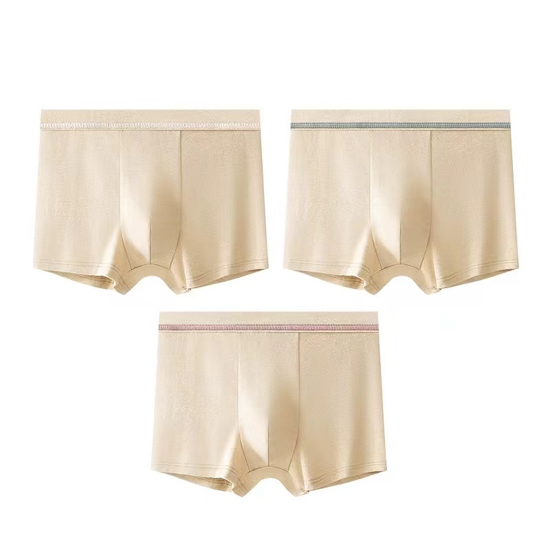 【秋鹭】2402款天然彩棉男士羊绒蛋白内裆平角内裤（1盒3条）