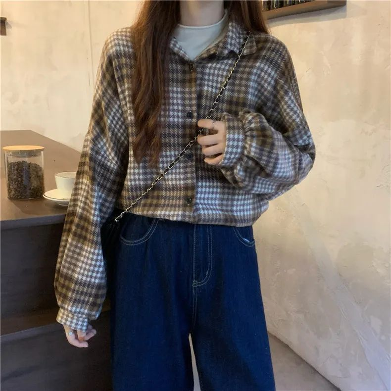 春夏季格子衬衫女款美式复古