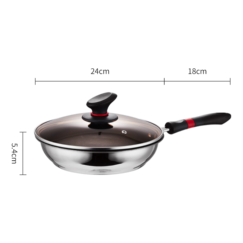 Adneny麦饭石涂层 奥氏体不锈钢煎锅带盖24cm AO-83