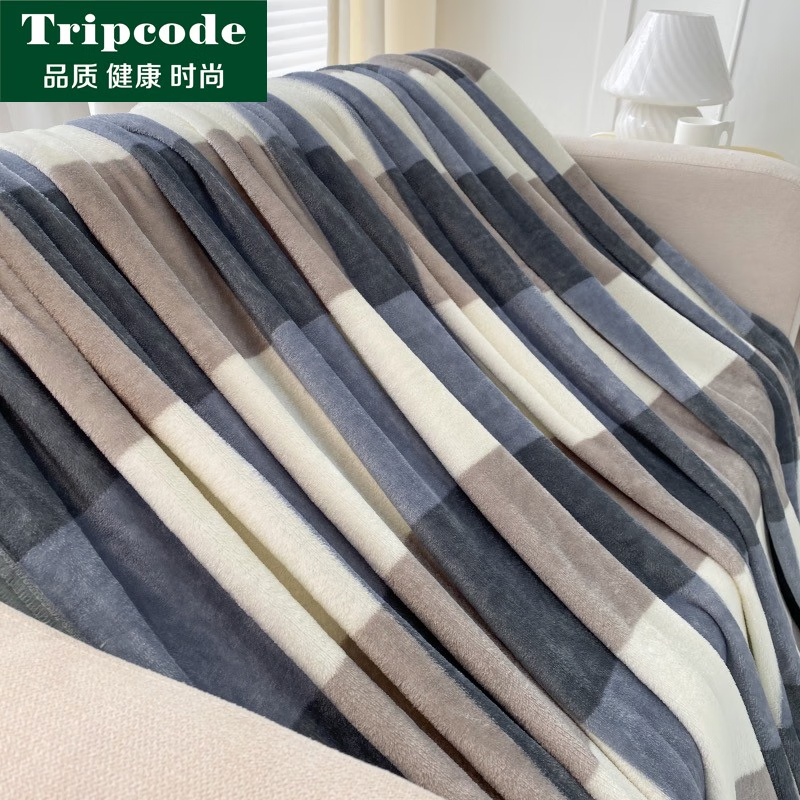 Tripcode多功能可铺可盖云貂绒毯100*150cm【优雅方格】TCT081826