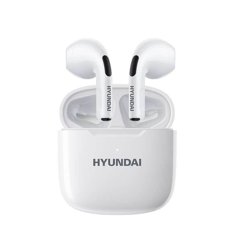 HYUNDAIHY-T02 真无线蓝牙耳机音乐降噪通话 游戏运动超长续航 小巧半入耳式蓝牙5.3安卓苹果手机通用 白色