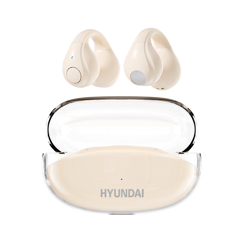 HYUNDAI现代 HY-T12 真无线蓝牙不入耳迷你耳夹式运动跑步开放式降噪适用苹果华为小米vivo