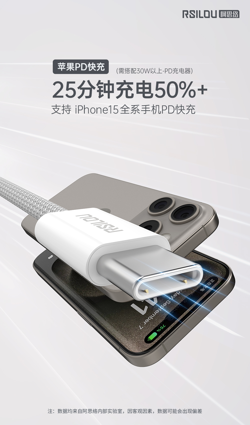 RDC-CC58-L12\灰白编织款C转C数据充电线1.2M