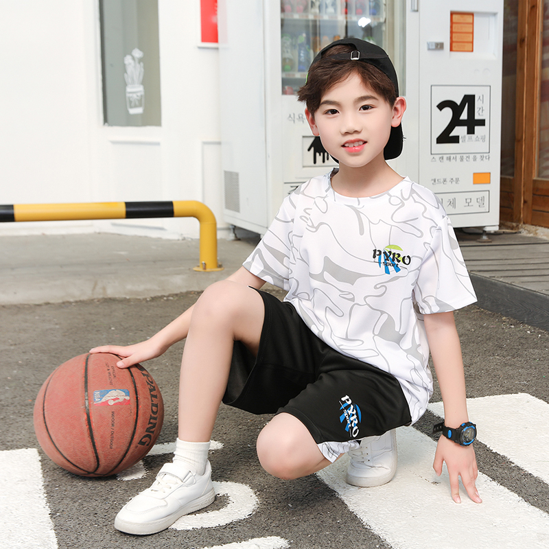 豆依童夏季新款男女童篮球运动速干套装