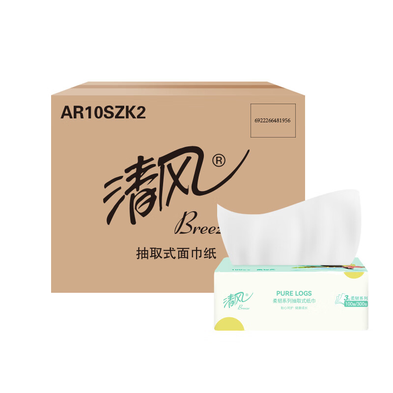 清风柔韧系列亲肤抽纸4联包单提 AR40SZK