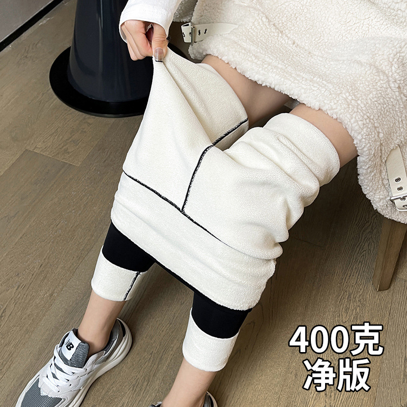 MX-9093 加绒鲨鱼裤芭比裤外穿秋冬加厚高腰印字羊羔绒打底裤女