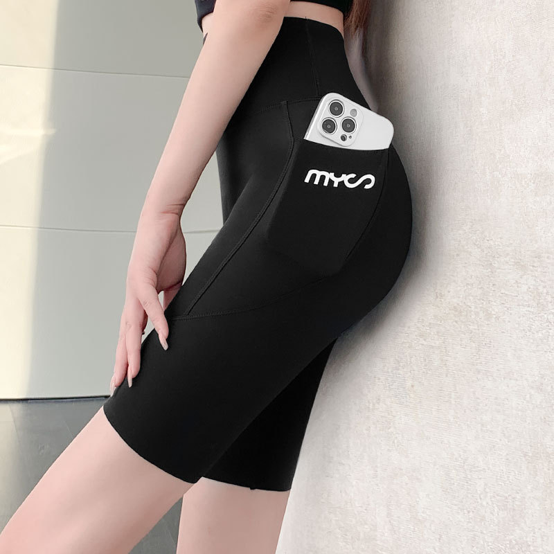 MX-5032 五分鲨鱼裤紧身口袋手机收腹提臀瑜伽健身夏季薄款运动芭比打底裤