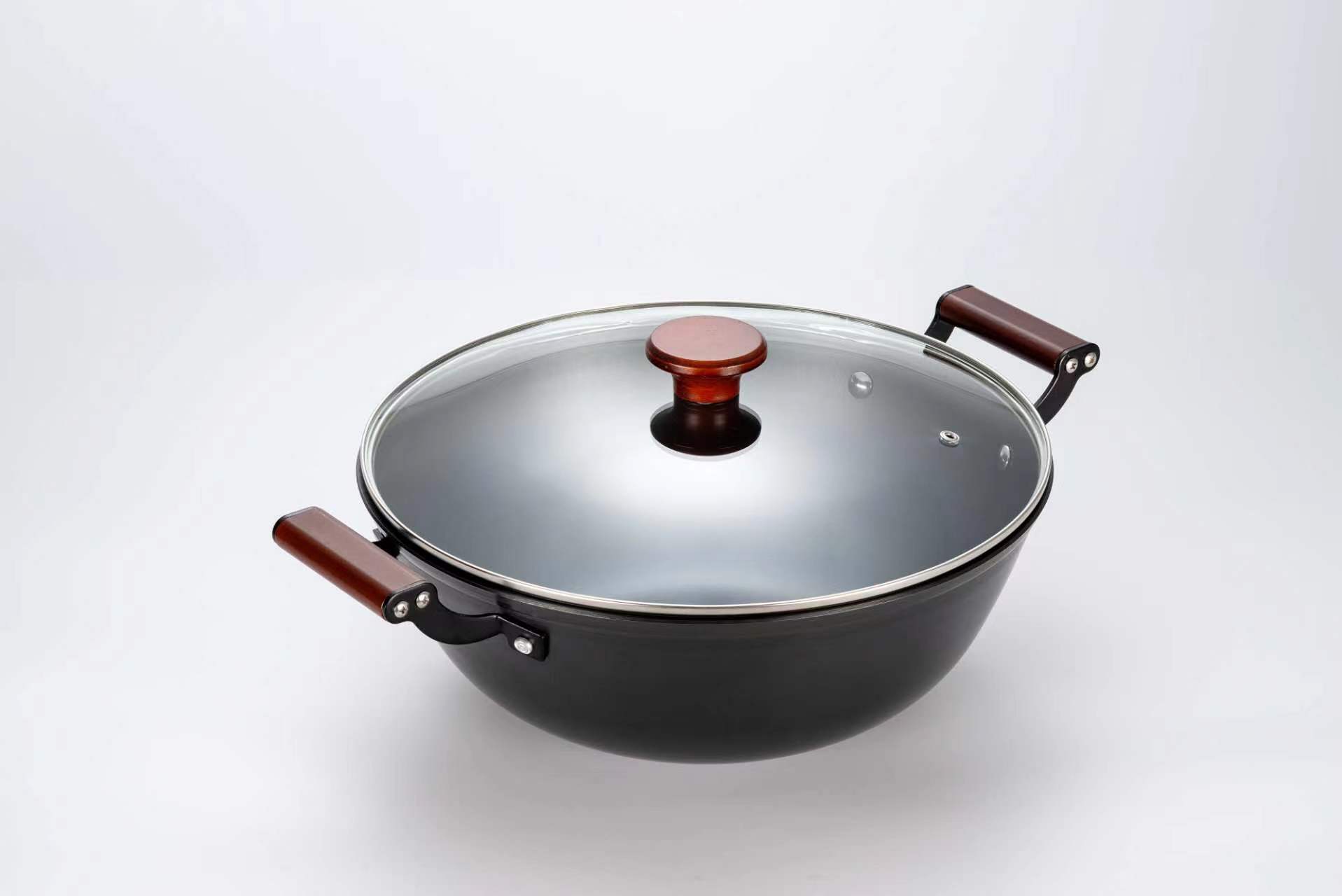 釜美达欧洲西式精铁圆底多功能炖锅带锅盖32CM