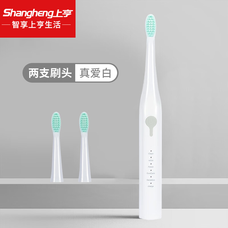 上亨（shangheng）电动牙刷成人男女士情侣款牙刷【全身防水+持久续航+2个刷头】