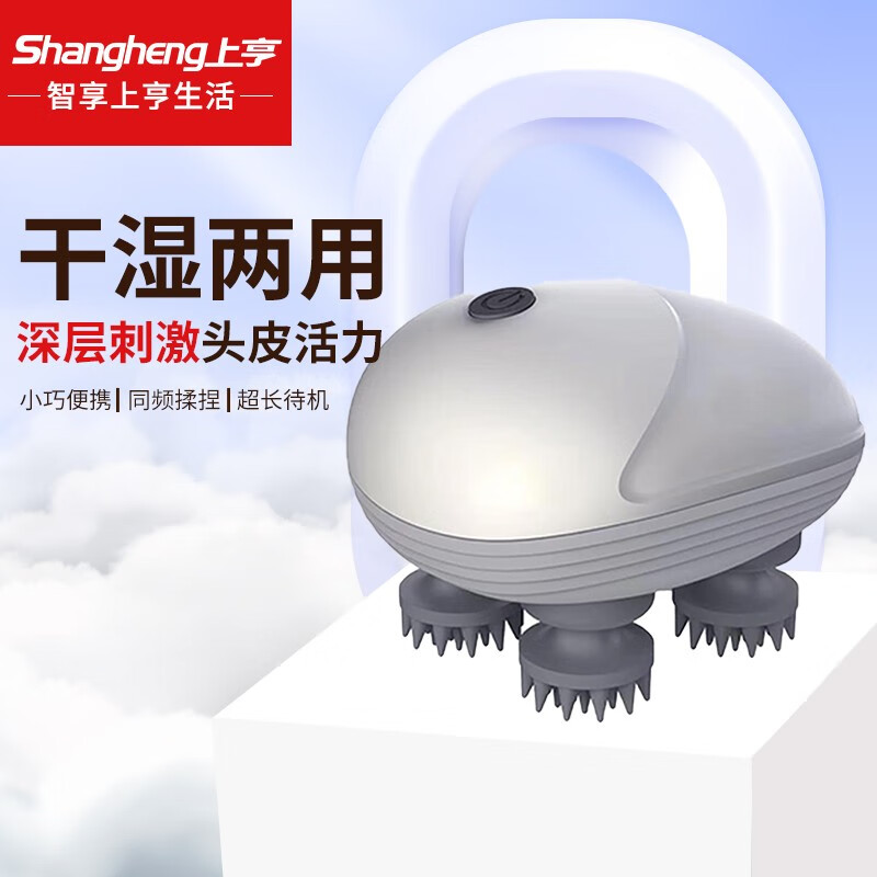 上亨（shangheng） 头部按摩器按摩仪电动揉捏头皮家用抓头器自动头部按摩爪头部按摩干湿两用 标准款银色 SHZH-JKT001