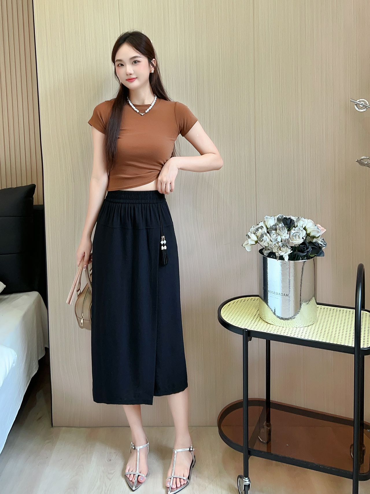 古风裙裤女夏季薄款2024新款小个子阔腿裤百搭中长国风半身裤裙