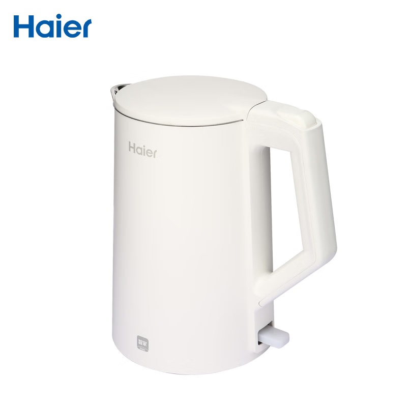 海尔（Haier）电水壶 HKT-K5M17W 1.7L容量 双层防烫 304不锈钢无缝内胆 家用电水壶[白色]