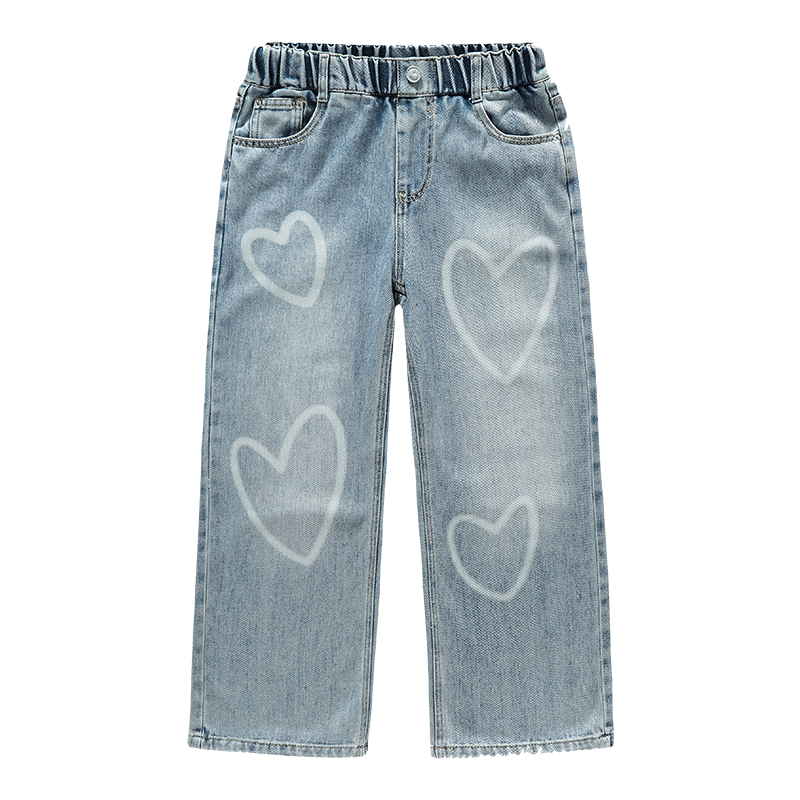 Girls spring and autumn fashionable street style casual all-match jeans girls autumn denim wide-leg pants