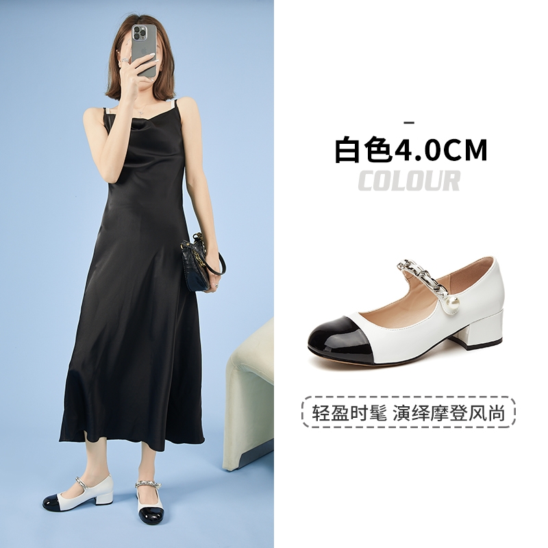 达芙妮粗跟玛丽珍鞋女新款夏季高跟鞋单鞋4023101083