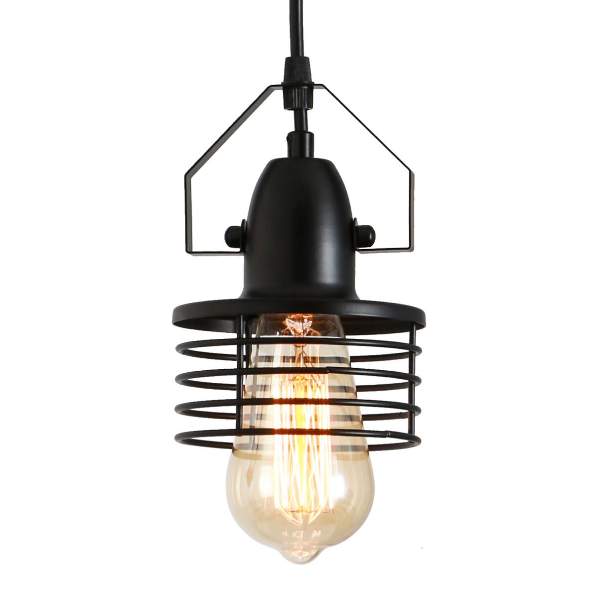 Industrial Black Pendant Light Metal Cage Pendant Lights Dining Room Hanging Lighting for Kitchen Island Living Room Bedroom Ent