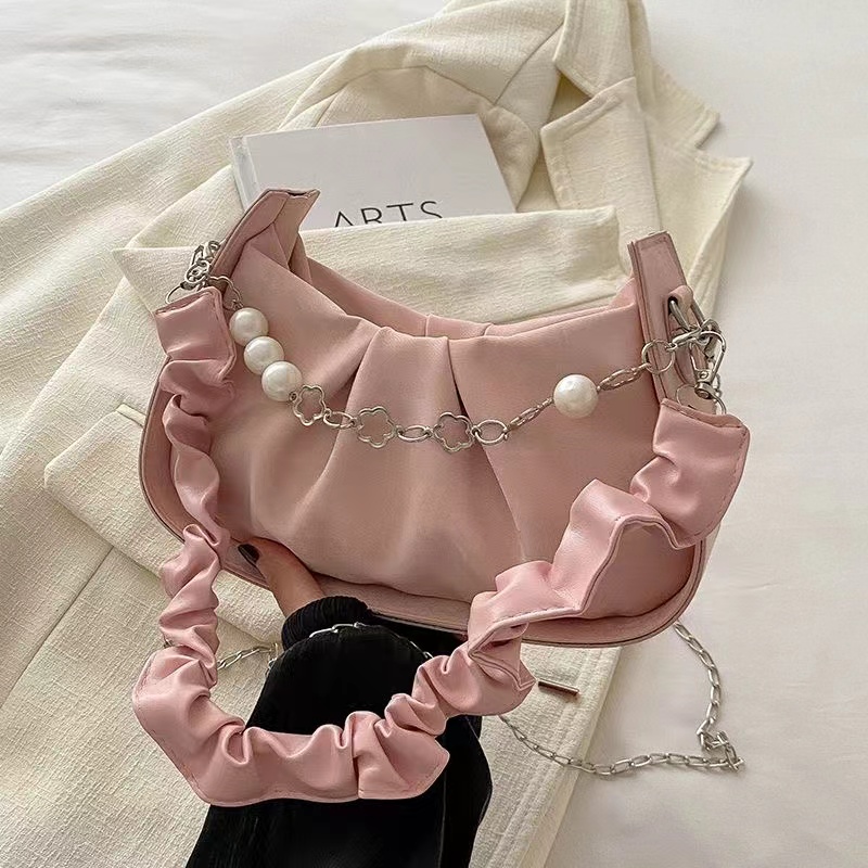 This year's popular niche armpit bag women 2024 summer fashion fold chain bag western style with one shoulder cross-body bag wom