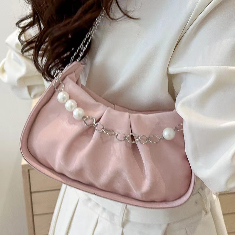 This year's popular niche armpit bag women 2024 summer fashion fold chain bag western style with one shoulder cross-body bag wom