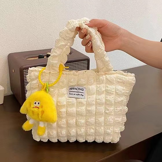 Sweet wrinkled maiden heart bubble shoulder bag handbag ladies make-up bag small bag