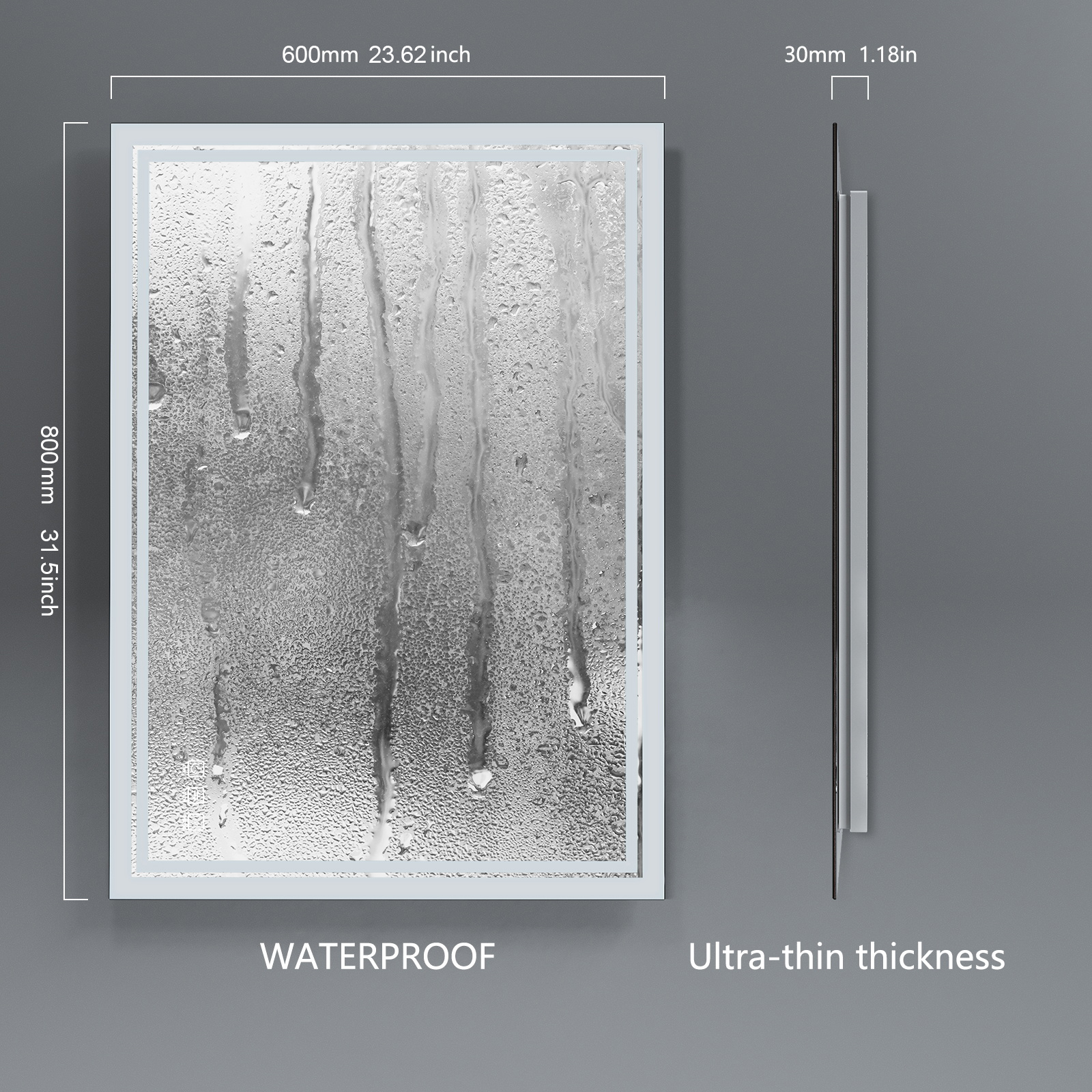 24x32 LED Backlit Mirror Bathroom Vanity with Lights,3 Colors LED Mirror for Bathroom，Anti-Fog,Dimmable,CRI90 ,Touch Button,Wate