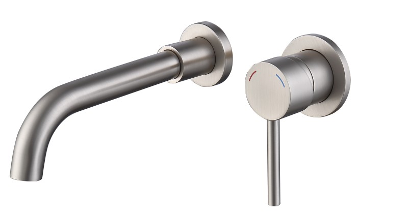 Wall Mount Faucet for Bathroom Sink or Bathtub, Single Handle 2 Holes Brass Rough-in Valve Included, Matte Black