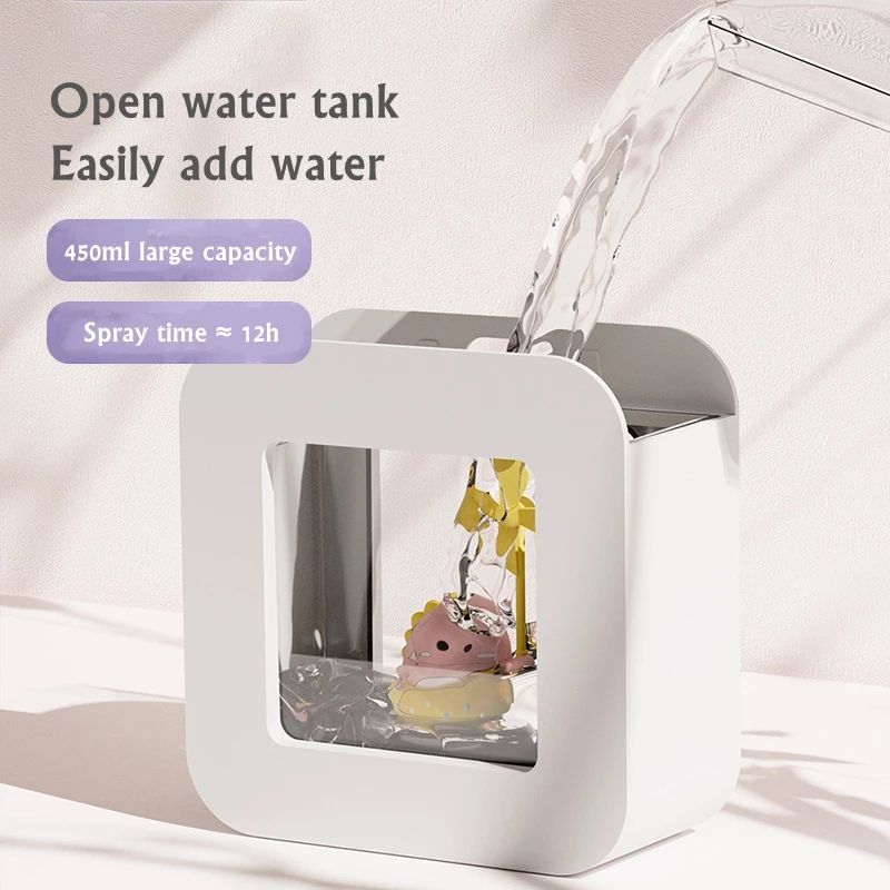 New Product Cute Pet Cube Mini 450 ML Humidifier Home Appliance Air Difusor Night Light For Office Home Bedroom