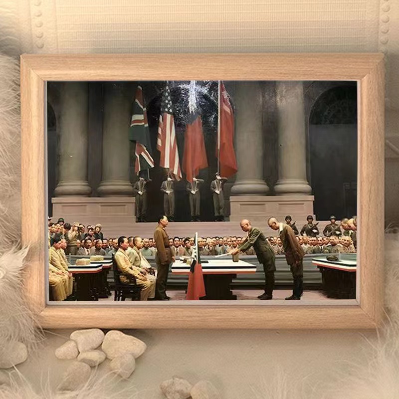Japanese surrender picture desktop decoration small day 8.15 Surrender day hanging wall decorative painting desk stereo picture 