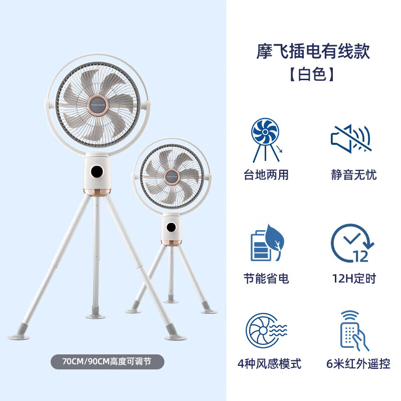 摩飞电器（Morphyrichards）摩飞电风扇家用落地扇充电无线便携式户外直流变频空气循环扇