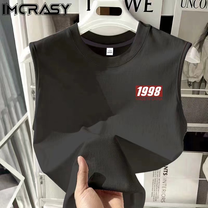Summer vest for men and women new cotton round neck sleeveless vest T-shirt all match slim shirt