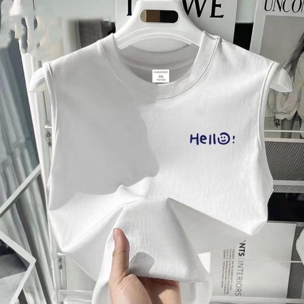 Vest summer sleeveless T-shirt pure cotton loose sports vest simple trend sleeve sleeve new style