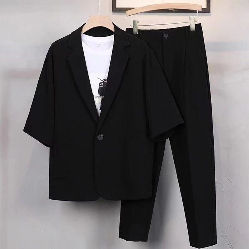 Plankton suit men's loose men's suit with a cool suit trend thin summer short sleeves