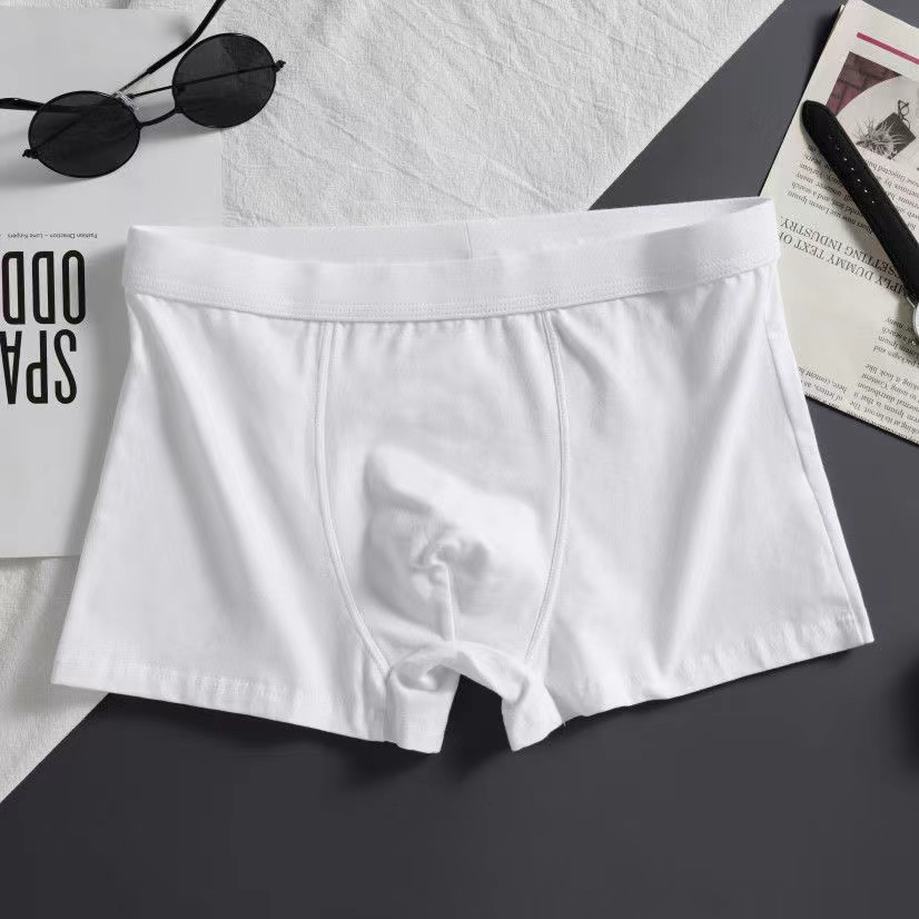 Men's cotton underwear white boys cotton antibacterial sweat absorption boxers cotton mid-waist breathable youth boxers