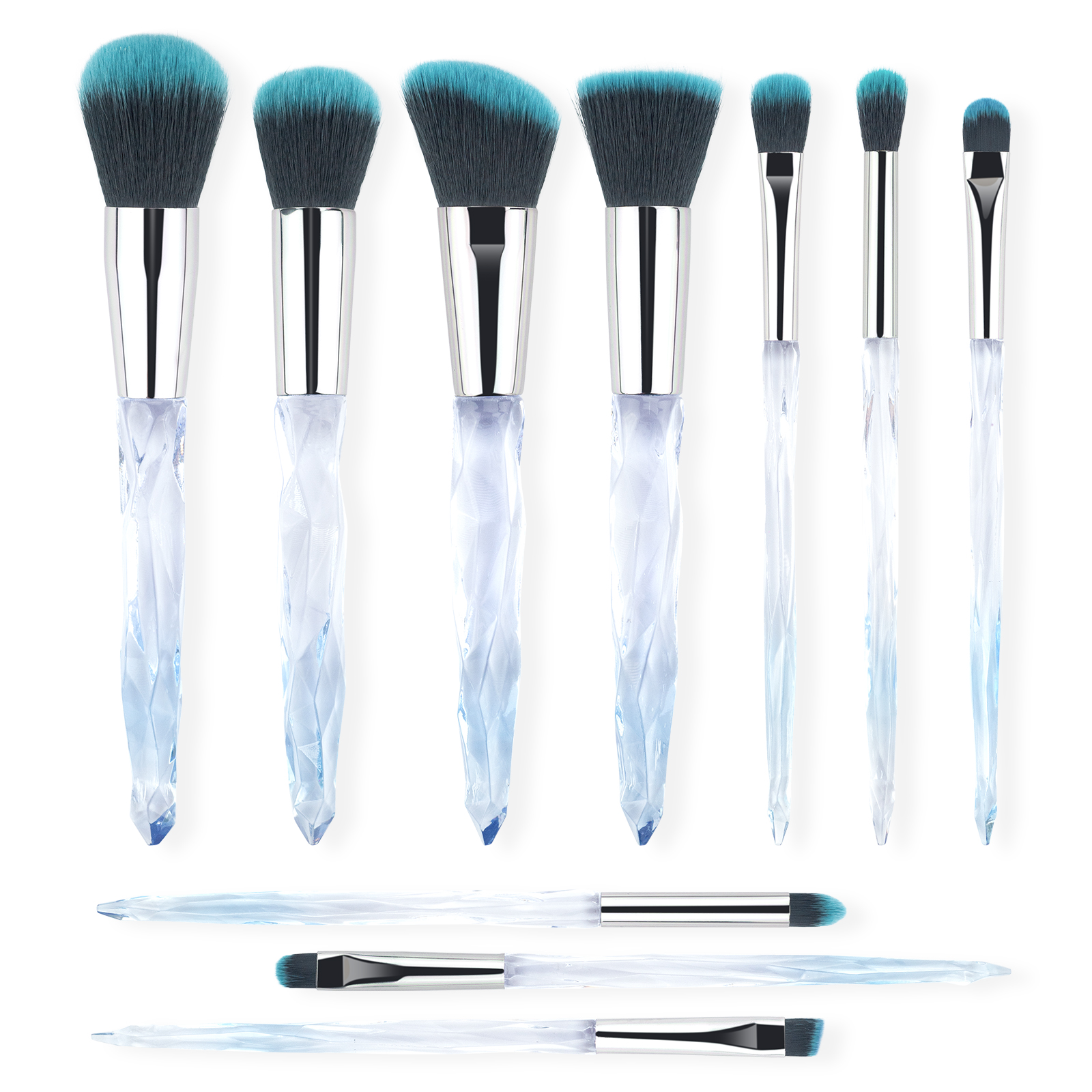 10 piece professional makeup brush with crystal handle foundation make-up brush
