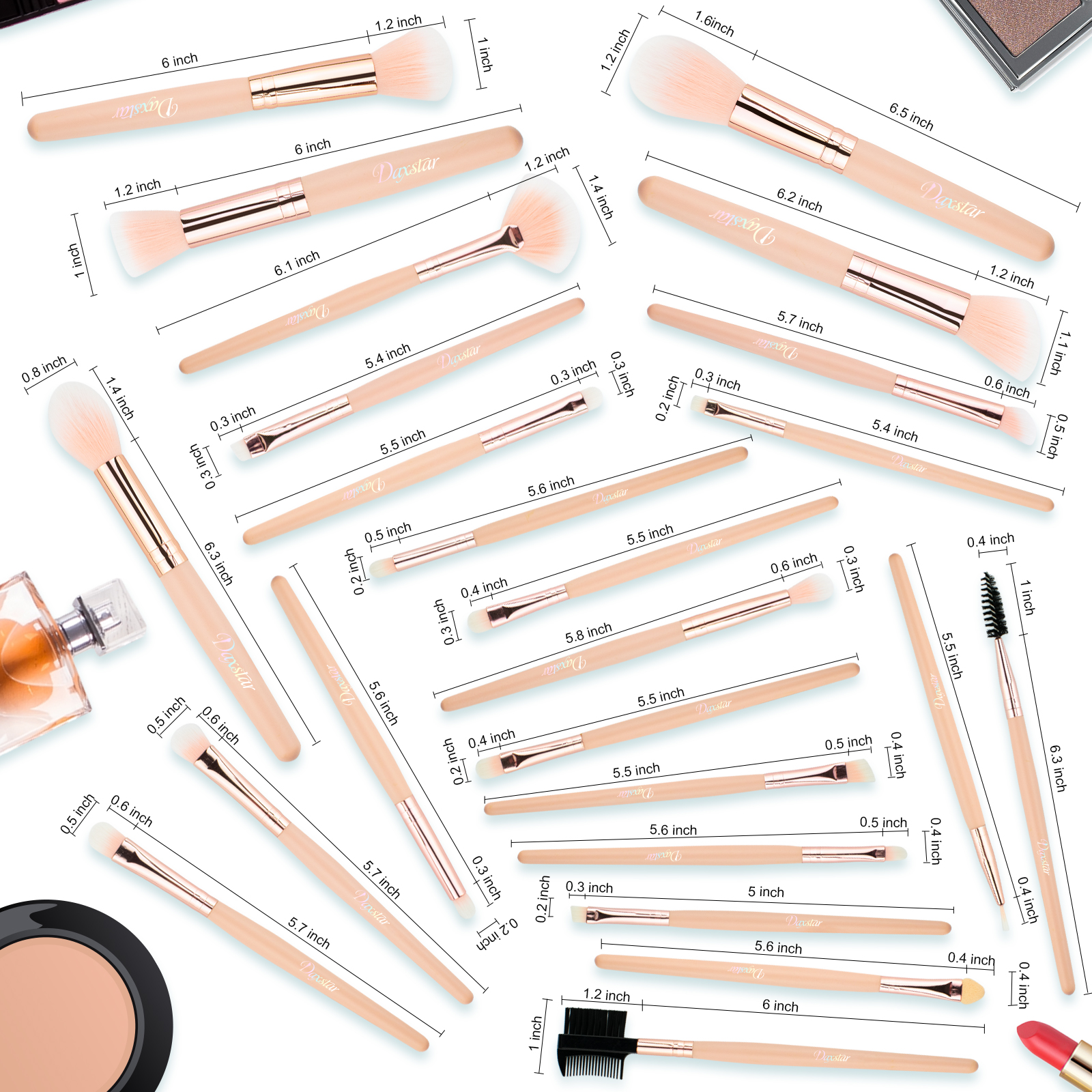 24 piece makeup brush set foundation make-up eyebrow powder blusher concealer facial powder eye shadow