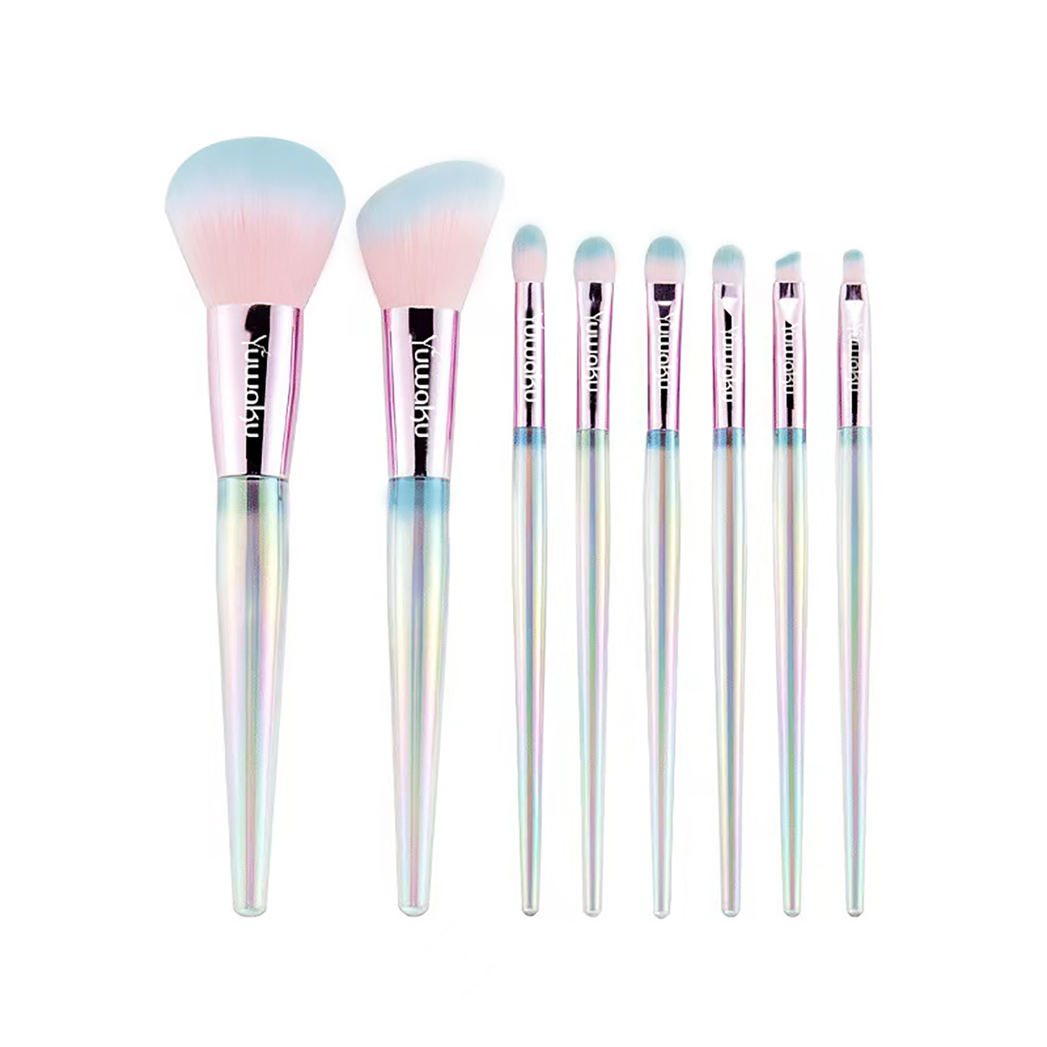 8-piece makeup brush set with foundation make-up, powder blusher, eye shadow, lip brush and makeup bag