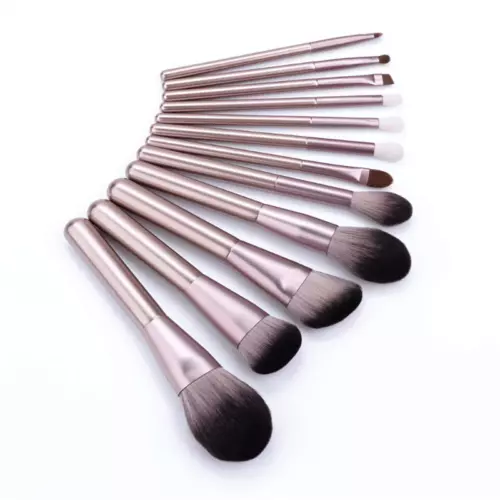 12Pcs Makeup Brushes Cosmetic Powder Foundation Wooden Brushes & Bag Rose Gold