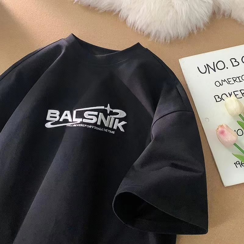 Cotton T-shirt men and women summer niche vibe letter lovers short sleeve ins loose half sleeve top