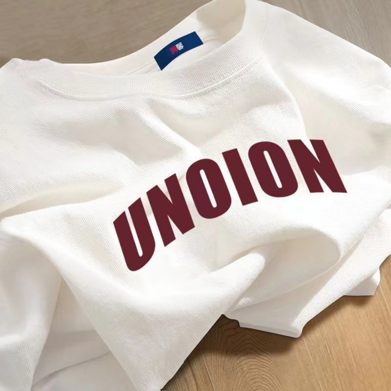  cotton cartoon letter white short-sleeved T-shirt for men and women