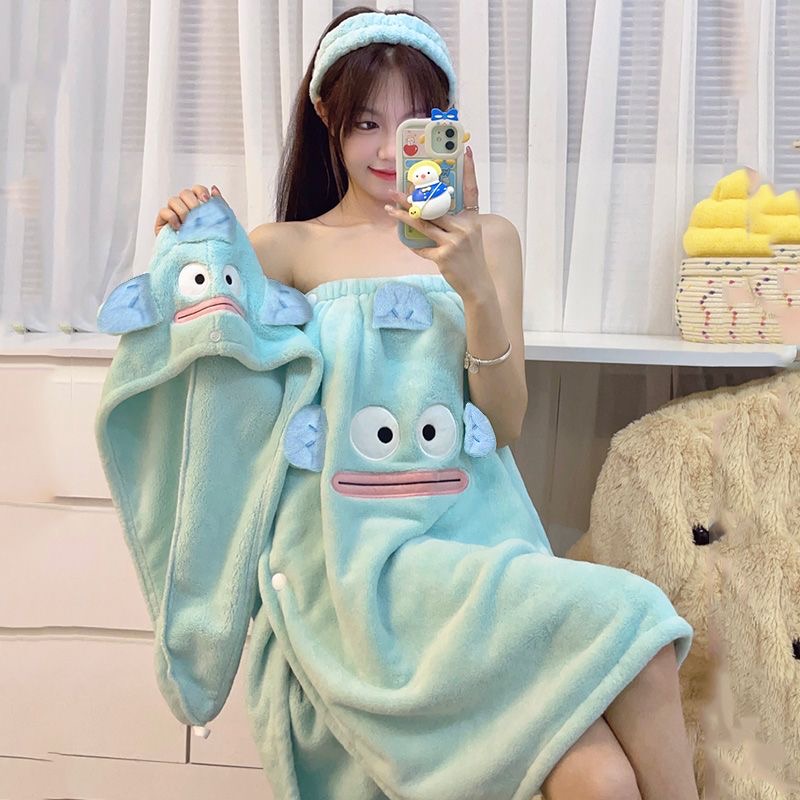 Can wear can wrap bath towel women towel dry hair cap three-piece set of new non-cotton pure cotton adult suction bath skirt