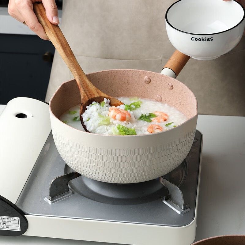 Flat pot  stone non-stick pot milk pot baby instant noodles household small pot auxiliary food induction cooker soup pot 
