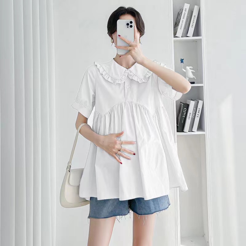 Maternity fashion summer new solid short sleeve