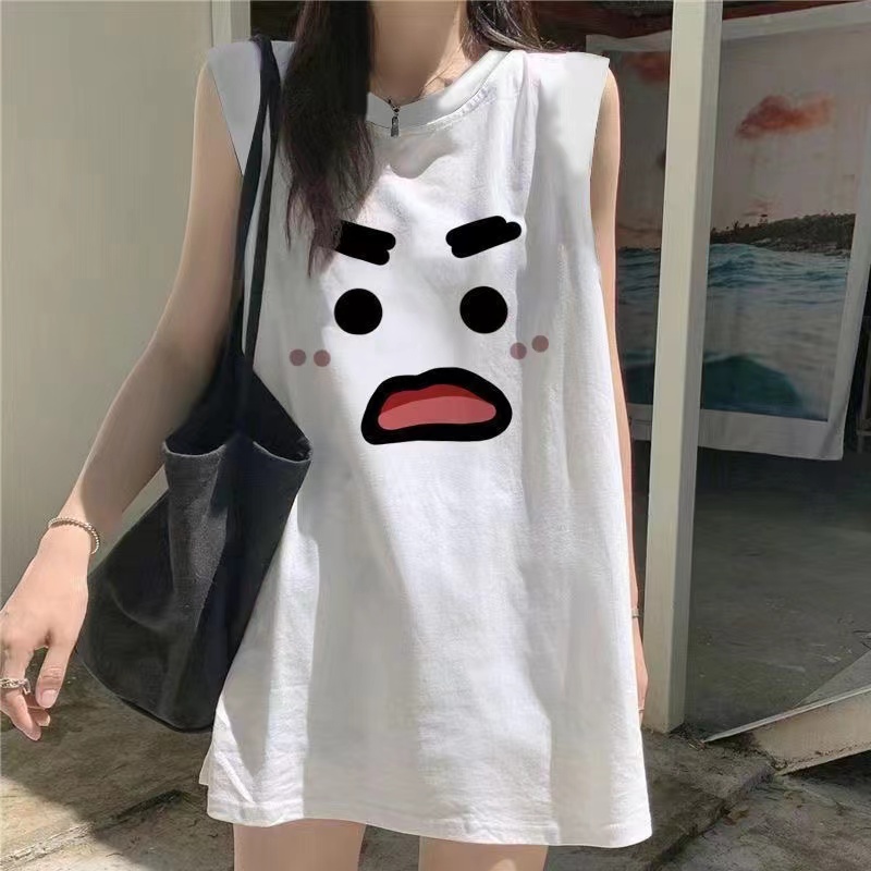 American sleeveless vest women 2024 summer new expression print high-grade sense of niche on casual clothes