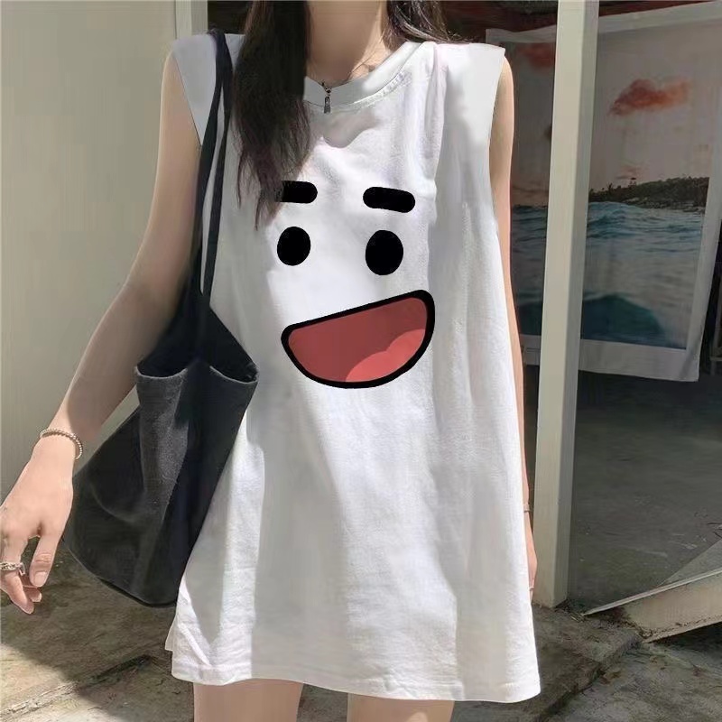 American sleeveless vest women 2024 summer new expression print high-grade sense of niche on casual clothes