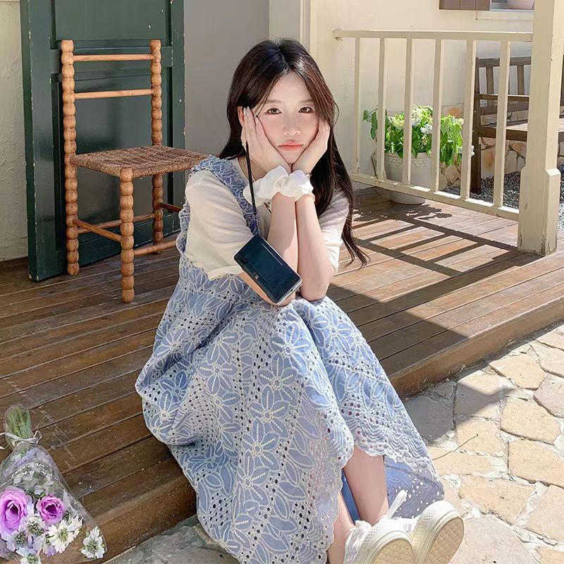 Jacquard Slip Dress Long 2024 Summer fashion slim-fit fairy dress