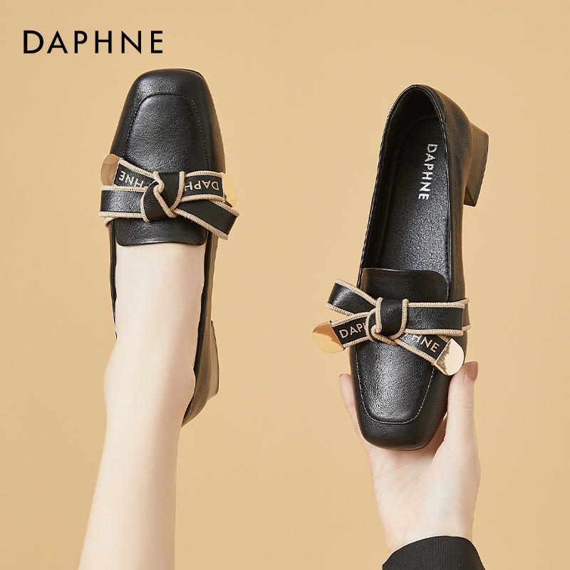 达芙妮乐福鞋女豆豆鞋真皮法式小皮鞋单鞋422201196