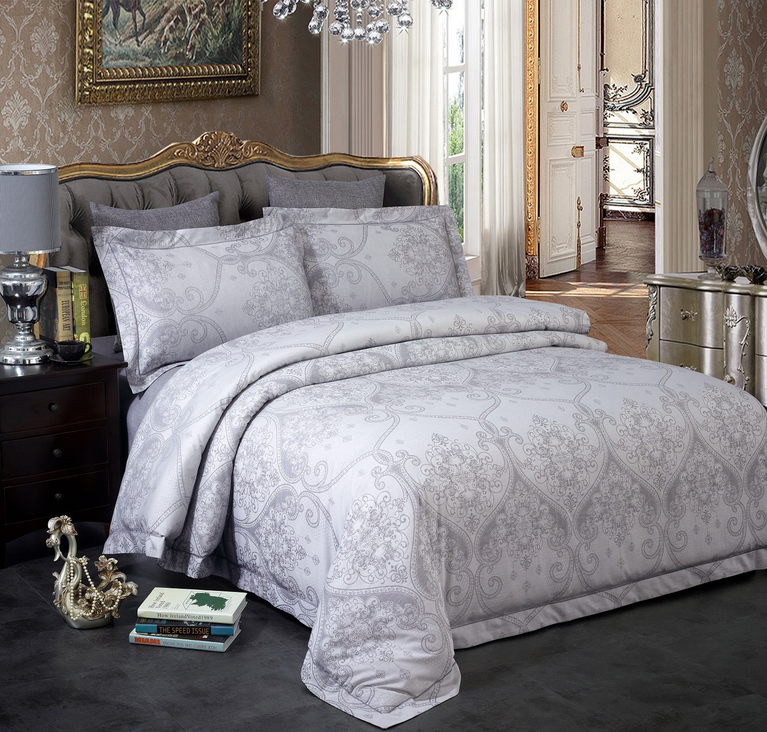 代代康 托玛琳石墨烯提花四件 花边床上用品四件套DD015