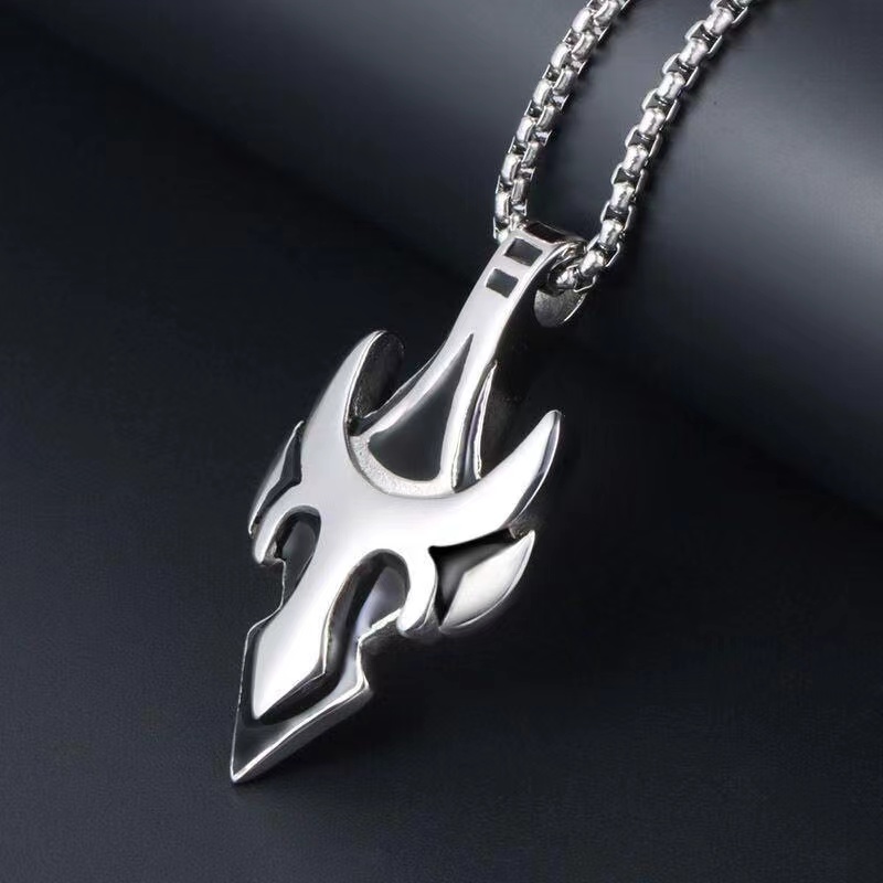 Gothic personality men's flame cross pendant Titanium steel fashion pendant men's sweater chain