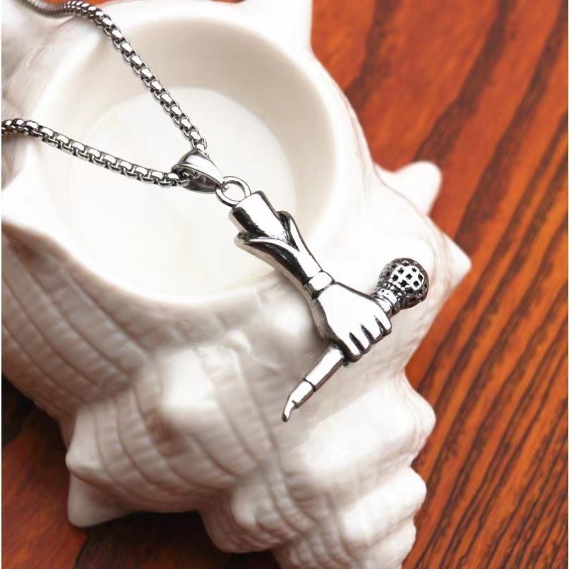 Korean brand personality microphone pendant necklace